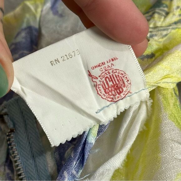 Mode O'Day True Vintage Dress Rose Print Yellow Blue Size Small Midi Union Made - Picture 8 of 8